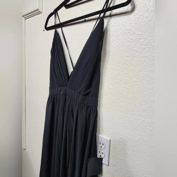 Lulu's Ballroom Bliss Black Pleated Maxi Dress Wedding Party Guest Bridesmaid - Picture 8 of 12